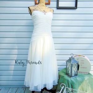 Ivory and Gold Full-Length Formal Dress SIZE L